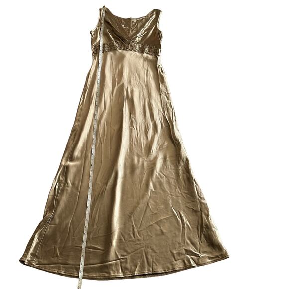 Scott McClintock VTG 90s USA Made Elegant‎ Satin Beige Nude Slip Long Dress 8 - Picture 10 of 11